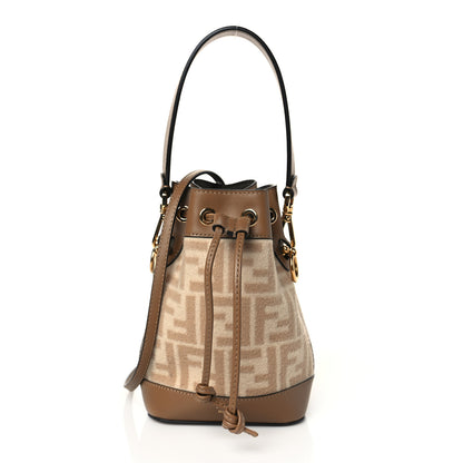 Fendi Wool Vitello King FF 1974 Mini Mon Tresor Bucket Bag Beige Cammello Sand 1 of 9