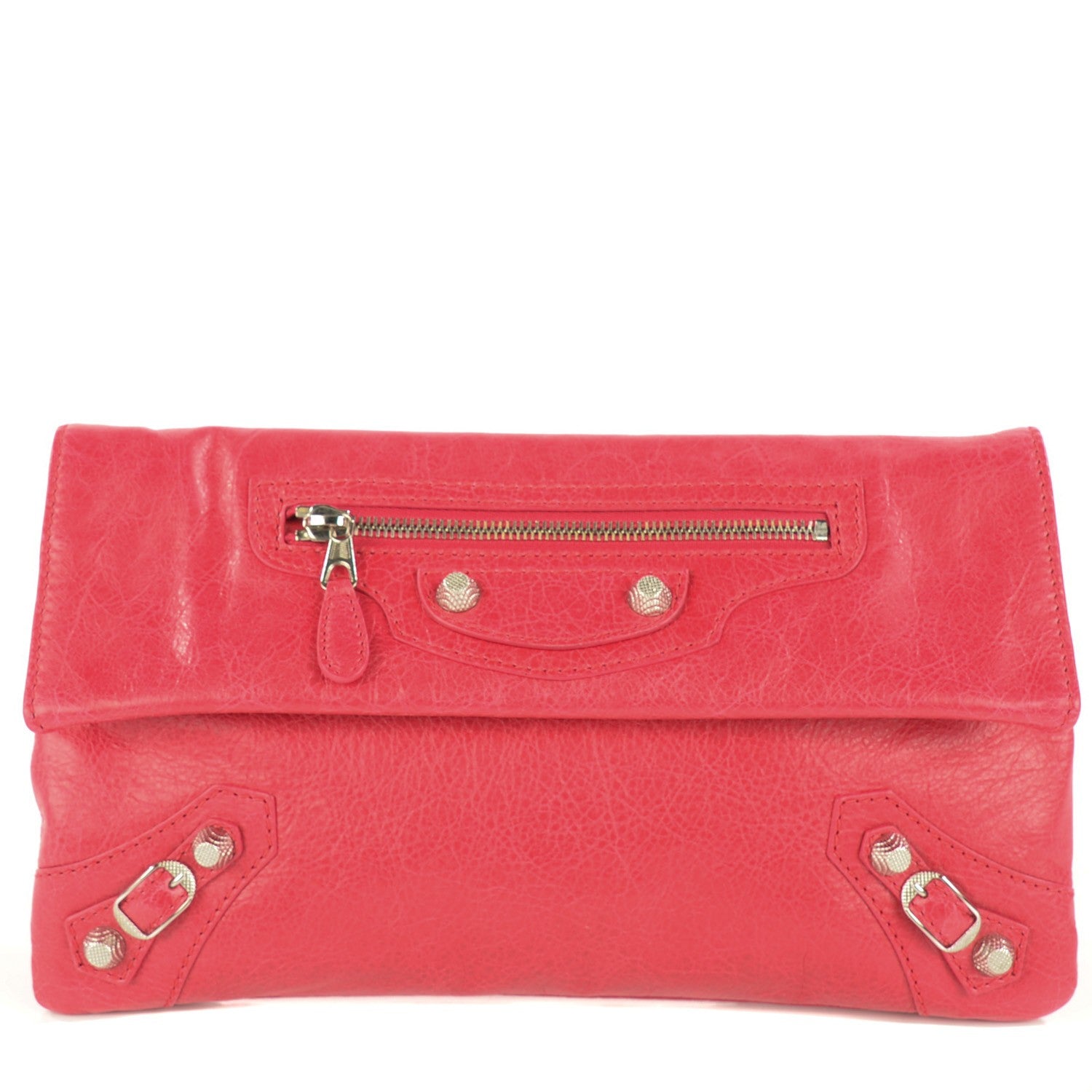 Balenciaga Agneau Giant 12 Silver Hardware Envelope Clutch Rose Thulian 1 of 9