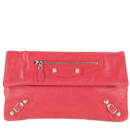 Balenciaga Agneau Giant 12 Silver Hardware Envelope Clutch Rose Thulian 1 of 9