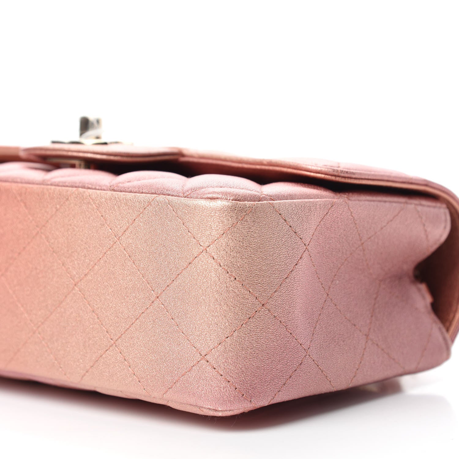 Chanel Metallic Lambskin Quilted Ombre Mini Rectangular Flap Pink 7 of 11