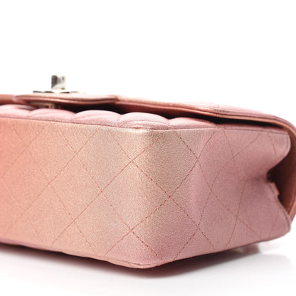Chanel Metallic Lambskin Quilted Ombre Mini Rectangular Flap Pink 7 of 11