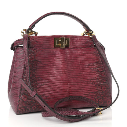 Fendi Lizard Togo Shiny Nappa Mini Peekaboo Iconic Satchel Barolo 3 of 8