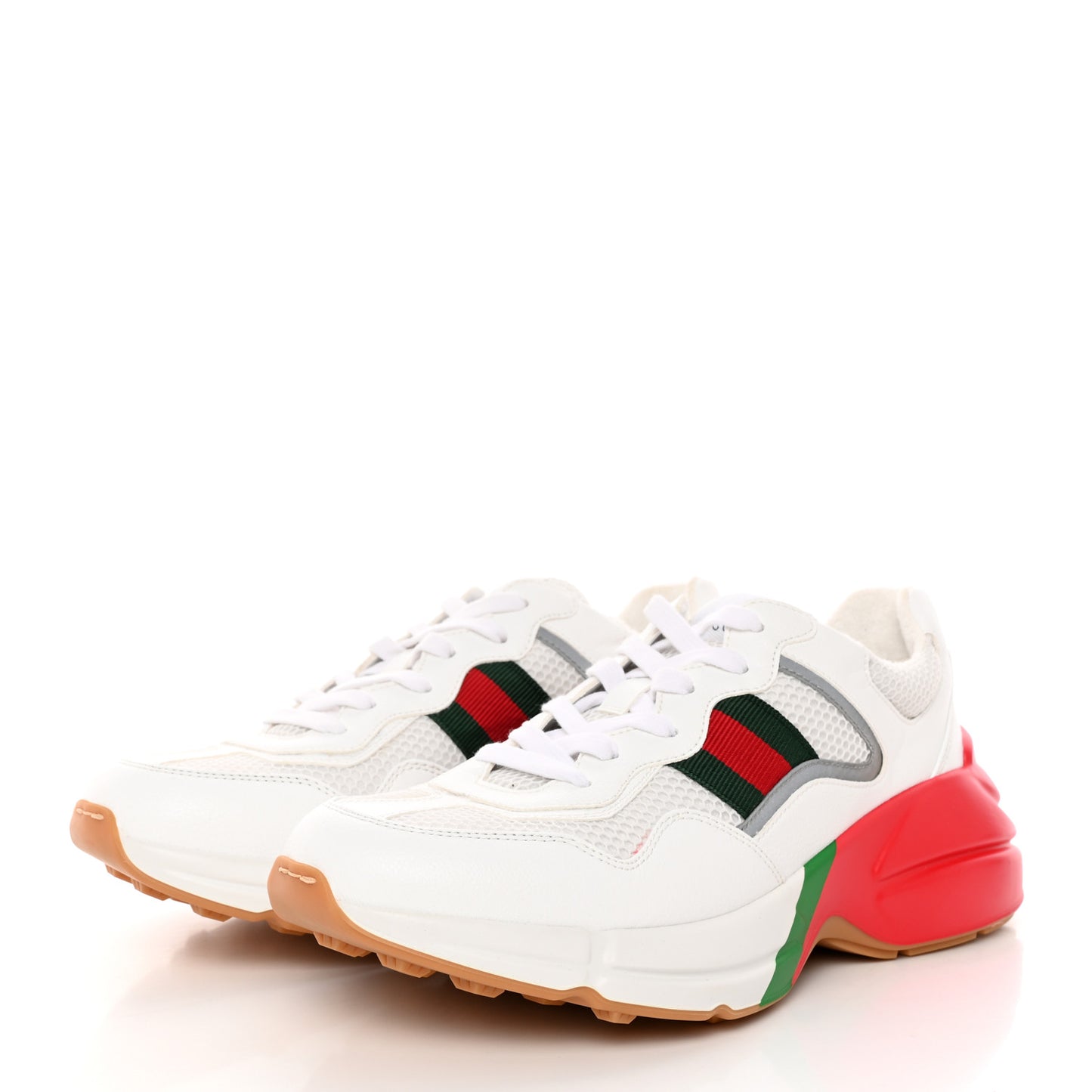 Lavaredo Eco Fabric Mesh Web Mens Rhyton Reflective Sneakers 8 Great White Green Red Silver