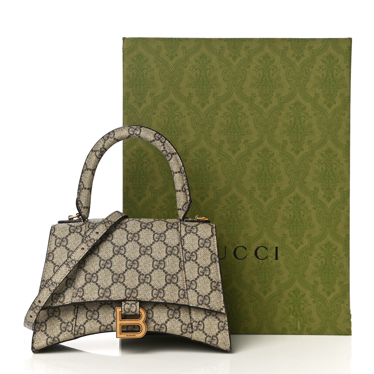 Balenciaga X GUCCI GG Supreme Monogram Small Hourglass Top Handle Bag Beige Ebony 11 of 11