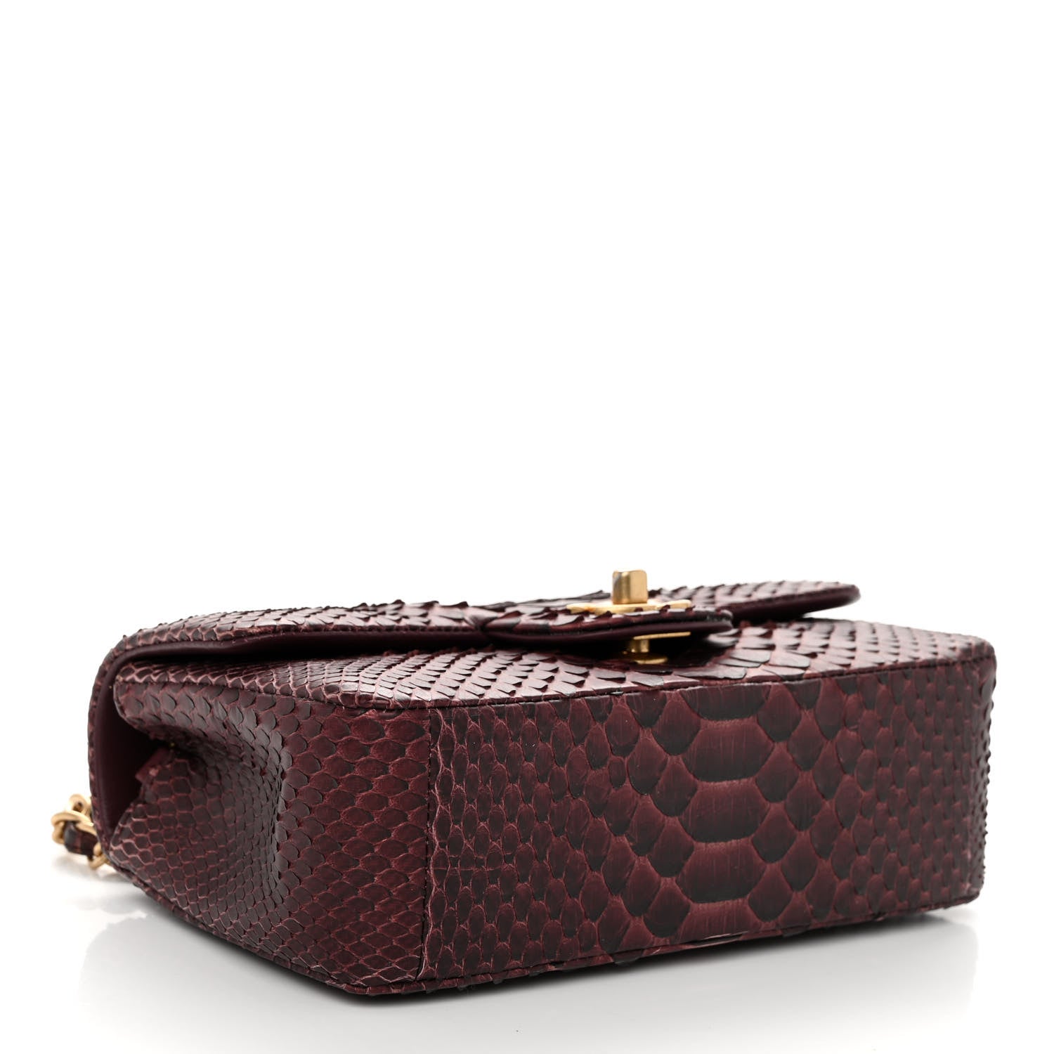 Chanel Snakeskin Mini Rectangular Flap Burgundy 4 of 13