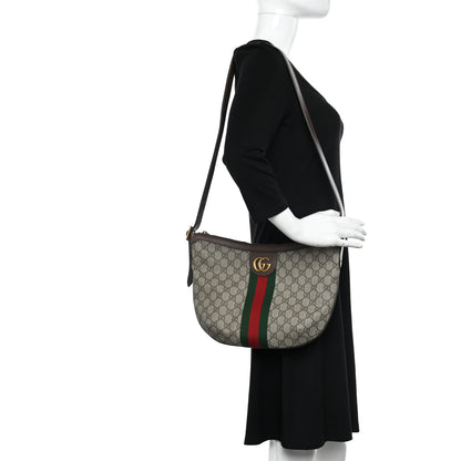 Gucci GG Supreme Monogram Web Small Ophidia Half Moon Hobo Brown 2 of 11