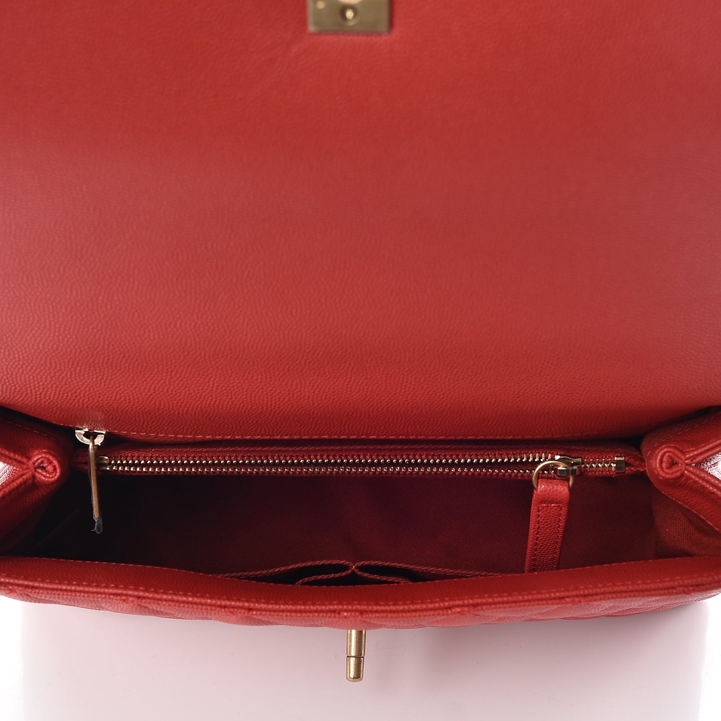 Caviar Quilted Small Coco Handle Flap Red