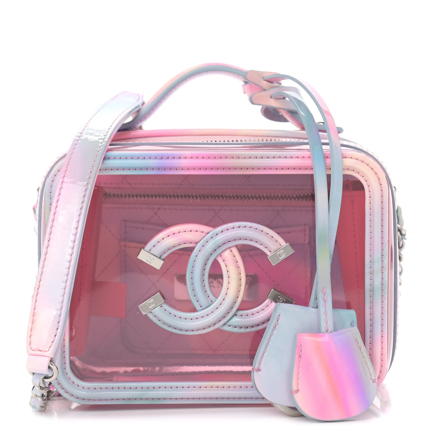 Chanel PVC Patent Calfskin Patent Lambskin Small CC Vanity Case Pink 1 of 8