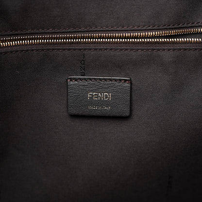 Fendi Fabric Jacquard Vitello Seta Plexiglass Pequin Gingham Large Fendi Sunshine Shopper Tote Tobacco Moro Black 6 of 10