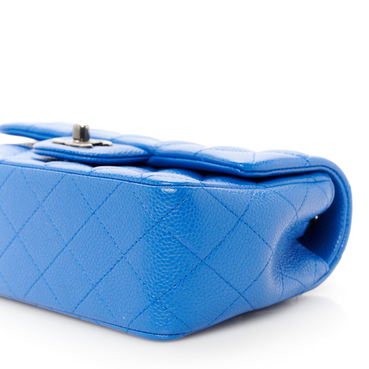 Caviar Quilted Mini Rectangular Flap Blue