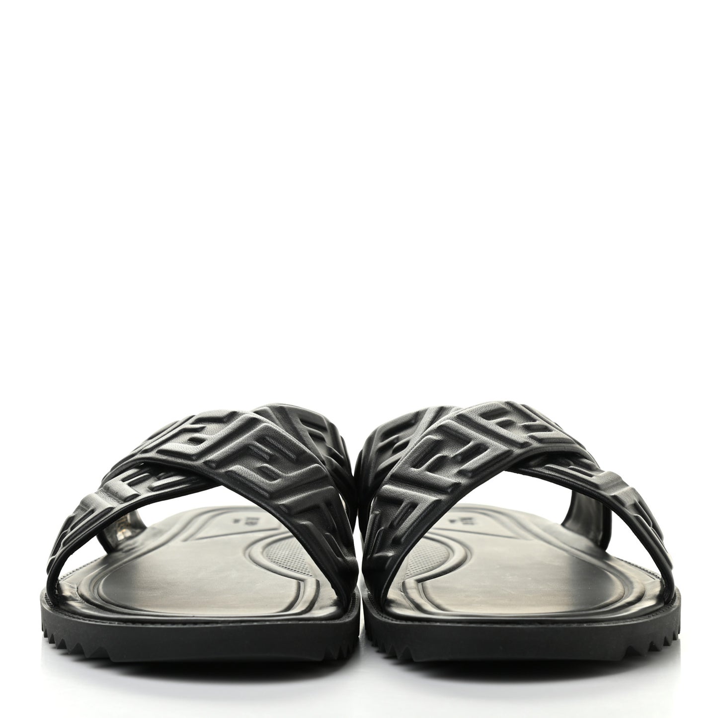 Nappa FF Embossed Mens Criss Cross Slide Sandals 12 Black
