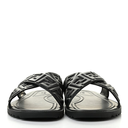Fendi Nappa FF Embossed Mens Criss Cross Slide Sandals 12 Black 2 of 9