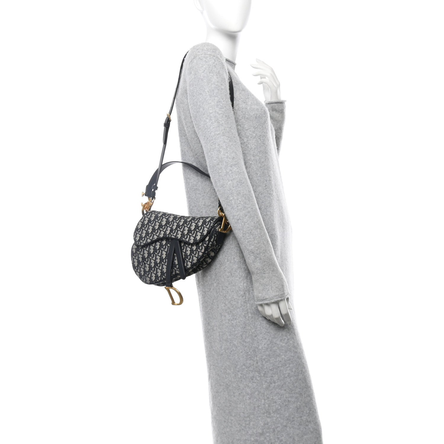 Christian Dior Oblique Saddle Bag With Strap Blue 2 of 10