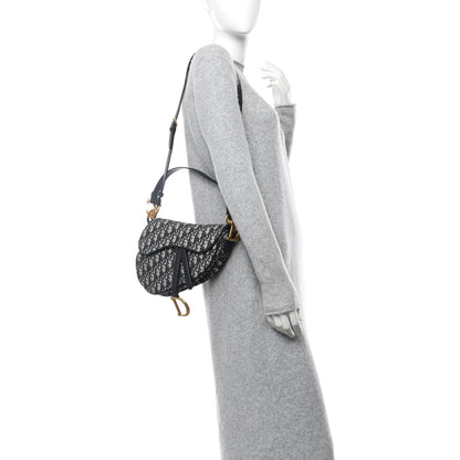 Christian Dior Oblique Saddle Bag With Strap Blue 2 of 10