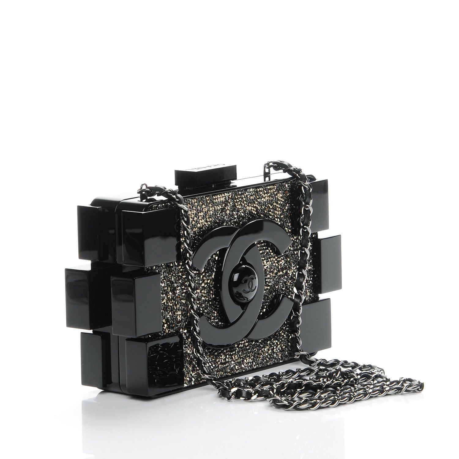 Chanel Plexiglass Crystal Lego Clutch Black 215182 – FASHIONPHILE
