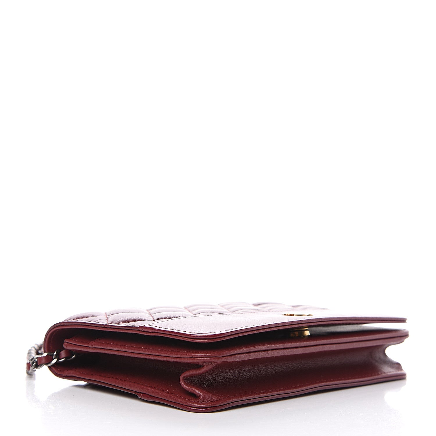 Chanel Aged Calfskin Quilted Gabrielle Wallet On Chain WOC Burgundy 3 of 13