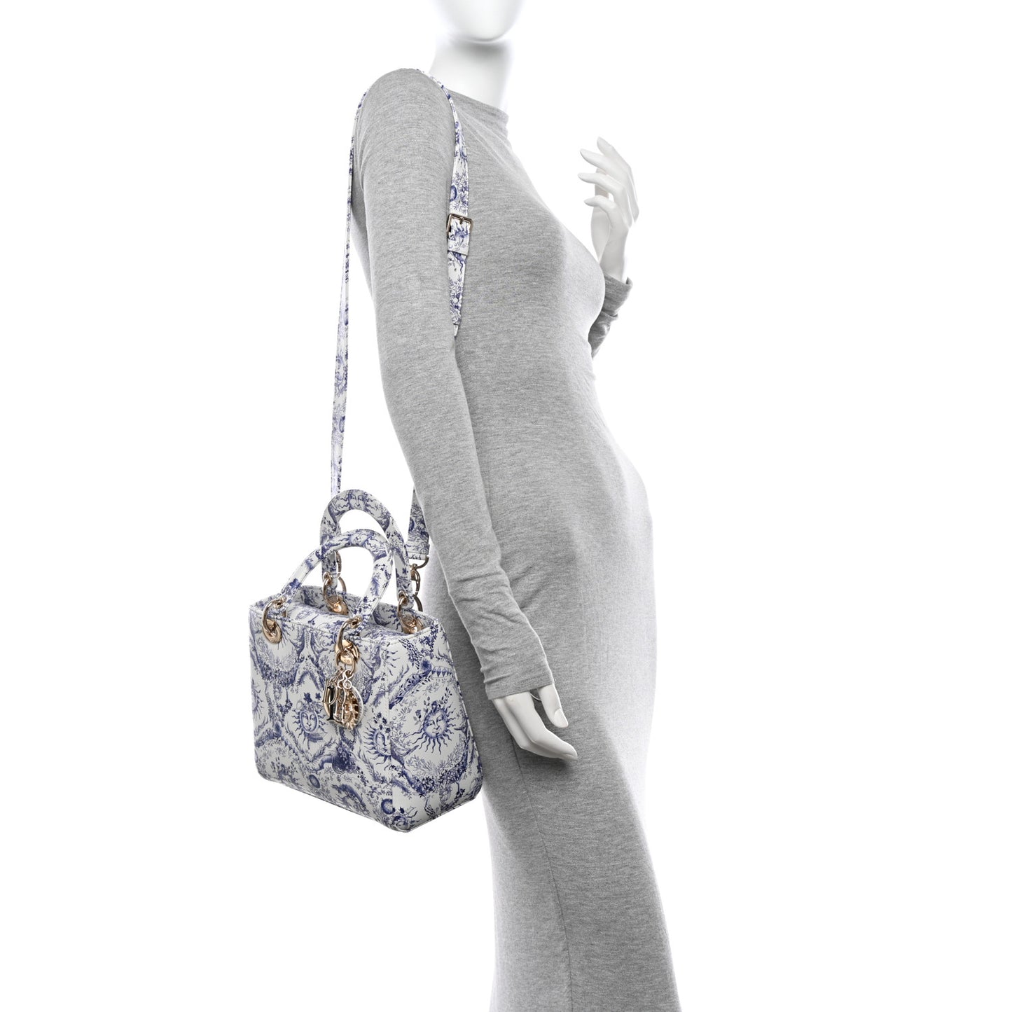 Calfskin Le Soleil Print Medium Lady Dior Blue Multicolor