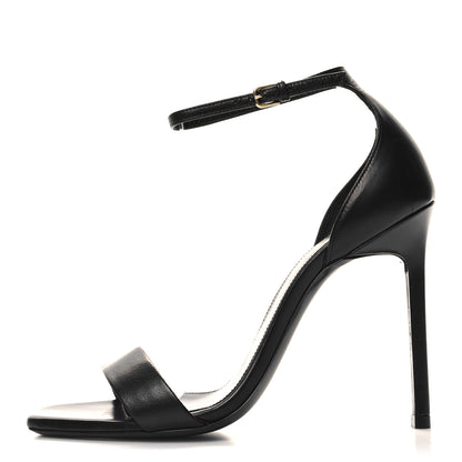 Saint Laurent Calfskin Amber 105 Ankle Strap Sandals 36 Black 1 of 10