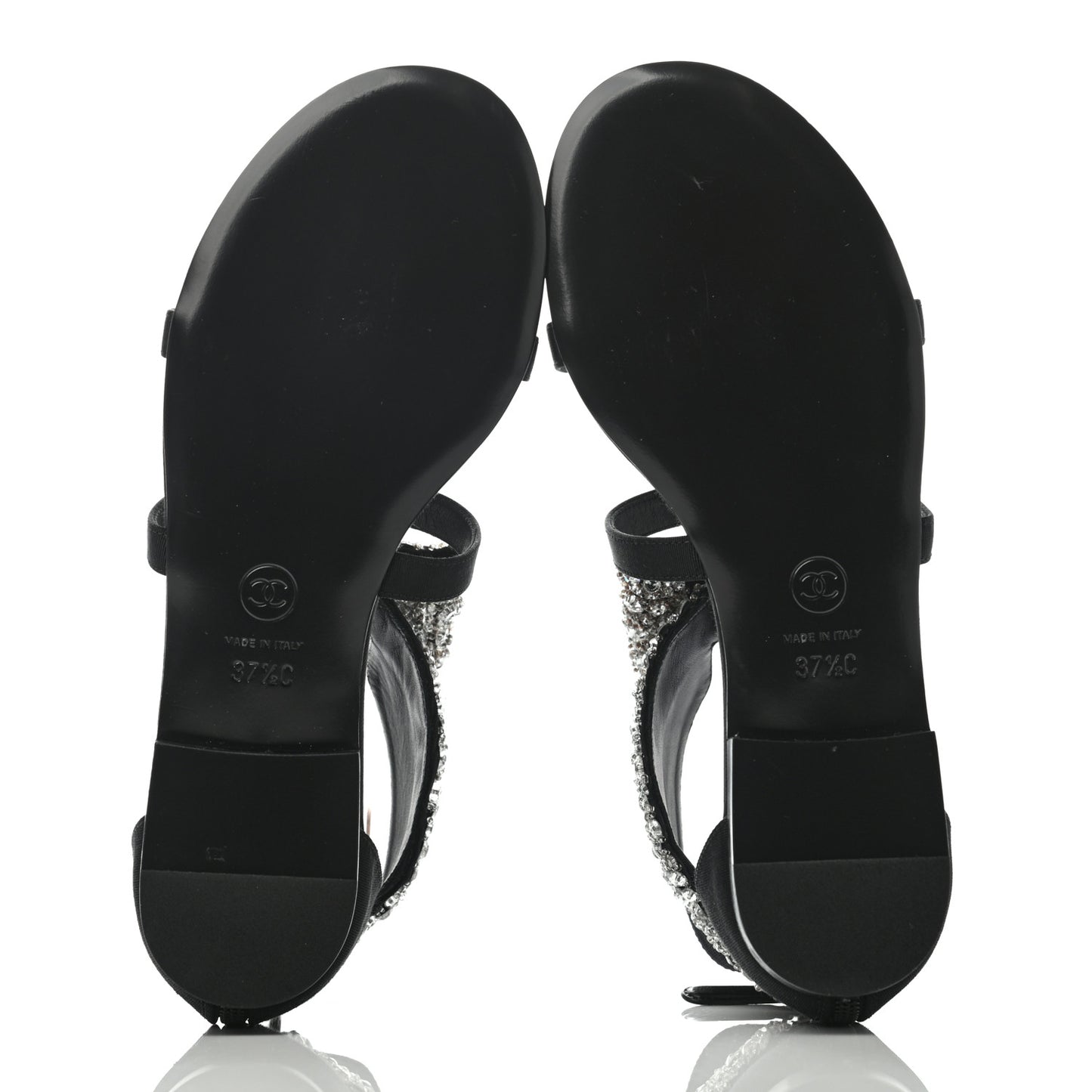 Grosgrain Sequin Beaded Bow Sandals 37.5 Black