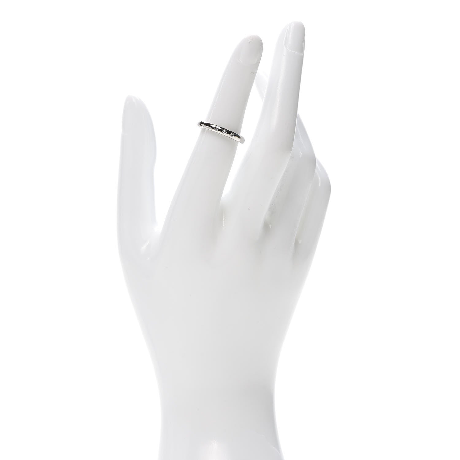 Tiffany Platinum 3 Diamond Elsa Peretti Band Ring 50 5.5 2 of 4