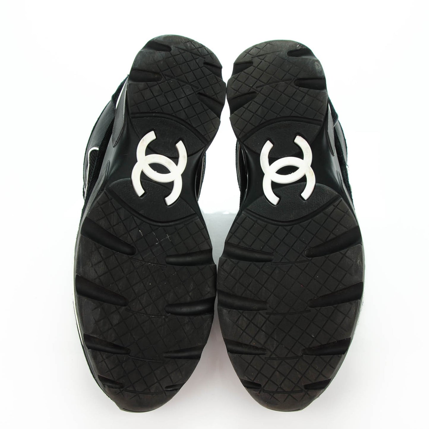 Suede Calfskin CC Sneakers 40.5 Black White