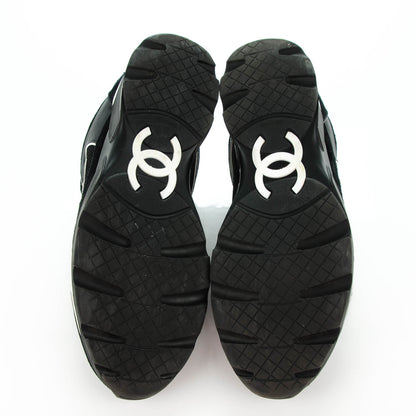 Chanel Suede Calfskin CC Sneakers 40.5 Black White 5 of 7