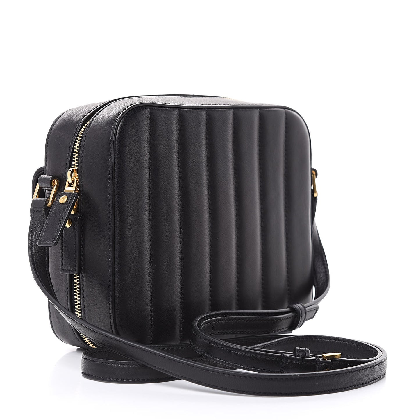 Lambskin Matelasse Monogram Vicky Camera Bag Black