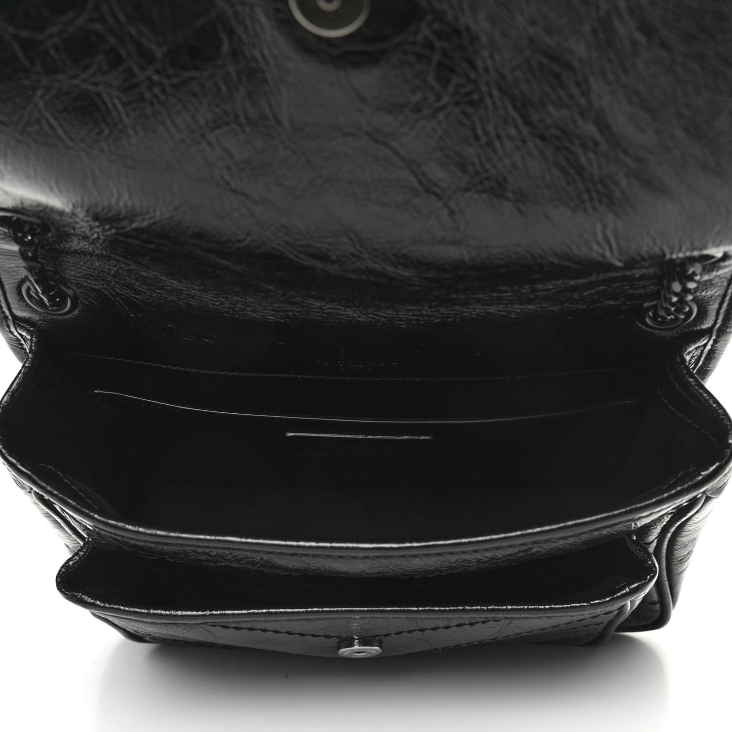 Crinkled Calfskin Matelasse Monogram Baby Niki Chain Satchel Black