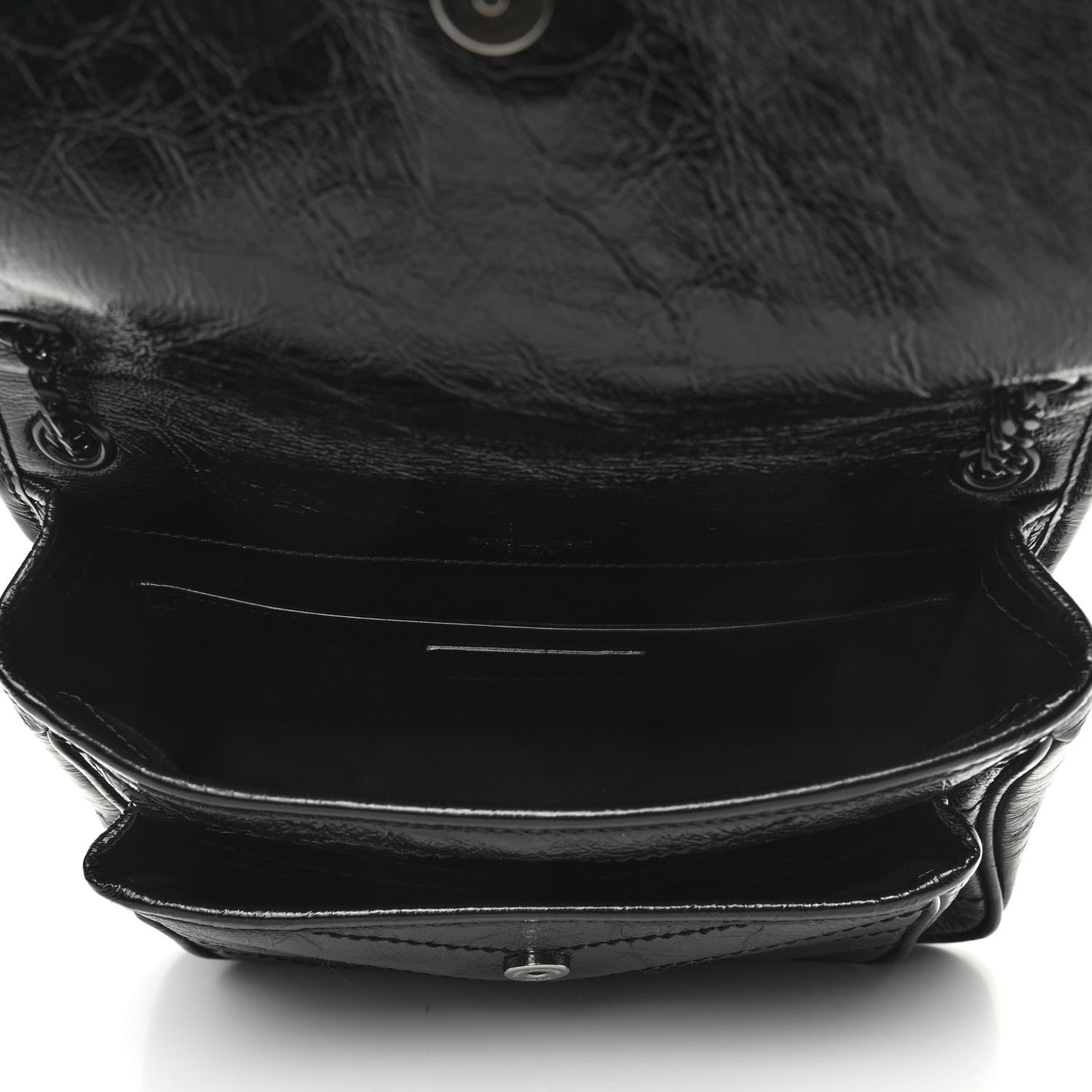 Saint Laurent Crinkled Calfskin Matelasse Monogram Baby Niki Chain Satchel Black 5 of 9