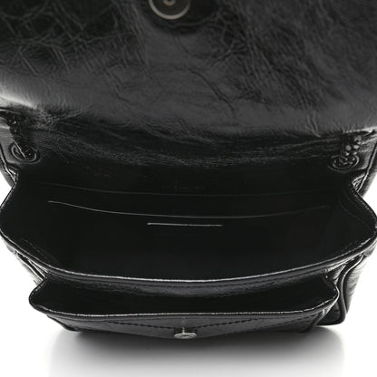 Saint Laurent Crinkled Calfskin Matelasse Monogram Baby Niki Chain Satchel Black 5 of 9