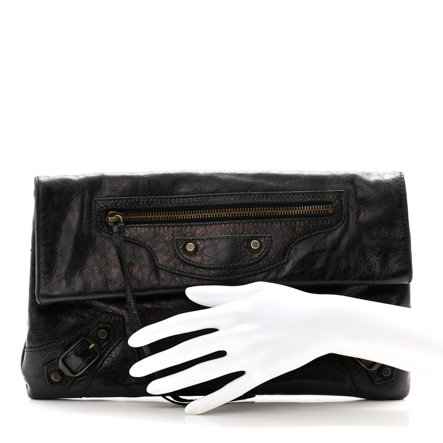 Agneau Classic Hardware Envelope Clutch Black