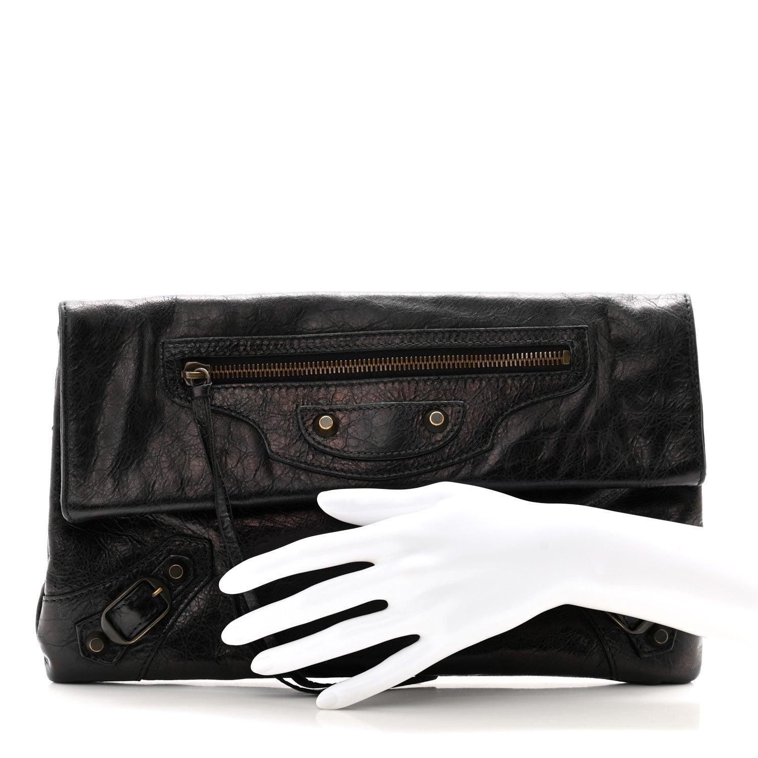 Balenciaga Agneau Classic Hardware Envelope Clutch Black 2 of 10