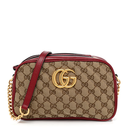 Gucci Monogram Azalea Calfskin Matelasse Diagonal Small GG Marmont Chain Shoulder Bag Beige Ebony New Cherry Red 1 of 9