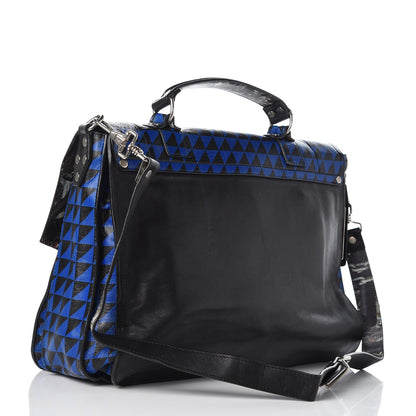 Proenza Schouler Calfskin Large PS1 Triangle Print Satchel Blue Black 4 of 11
