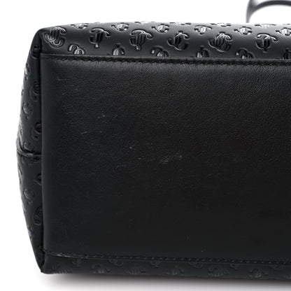 Jimmy Choo Calfskin Monogram Embossed Nine2Five East West Tote Black 14 of 15