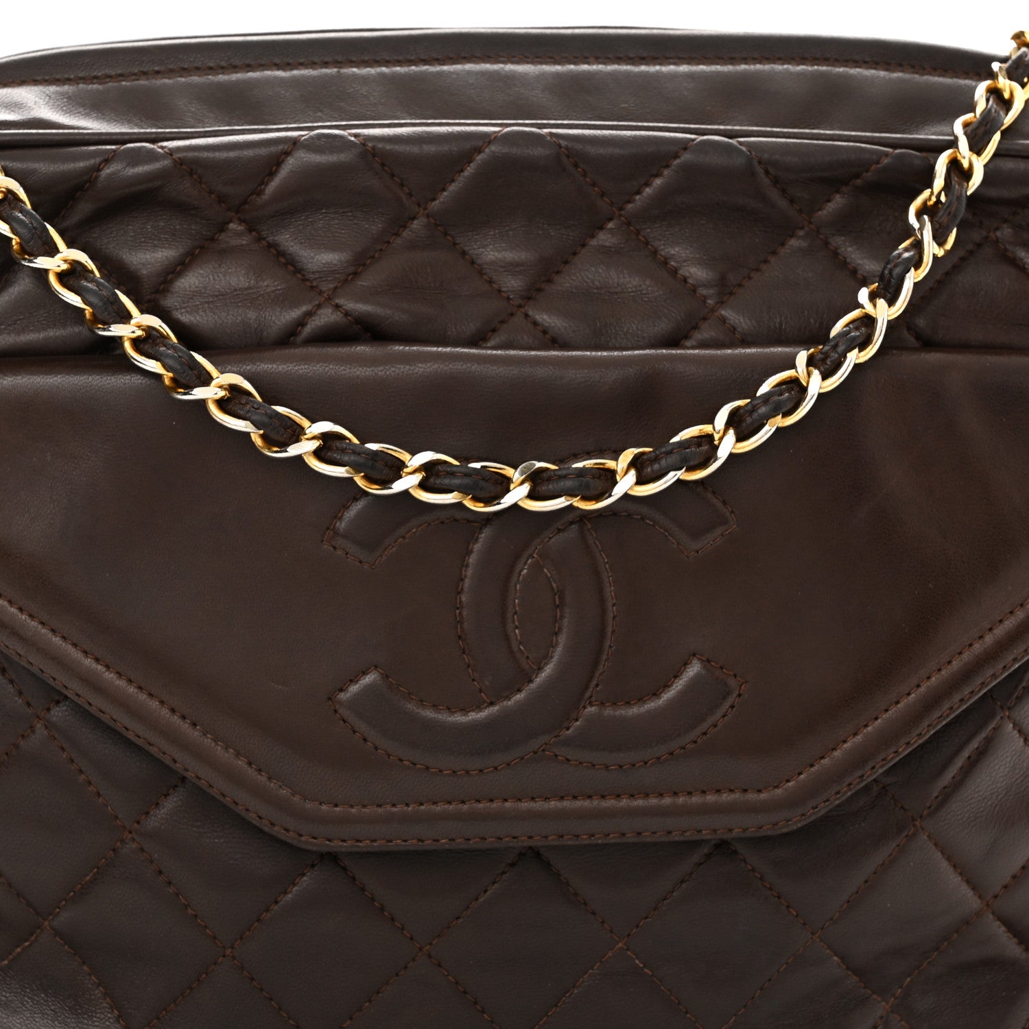 Chanel Lambskin Quilted Tassel Camera Case Brown 7 of 9