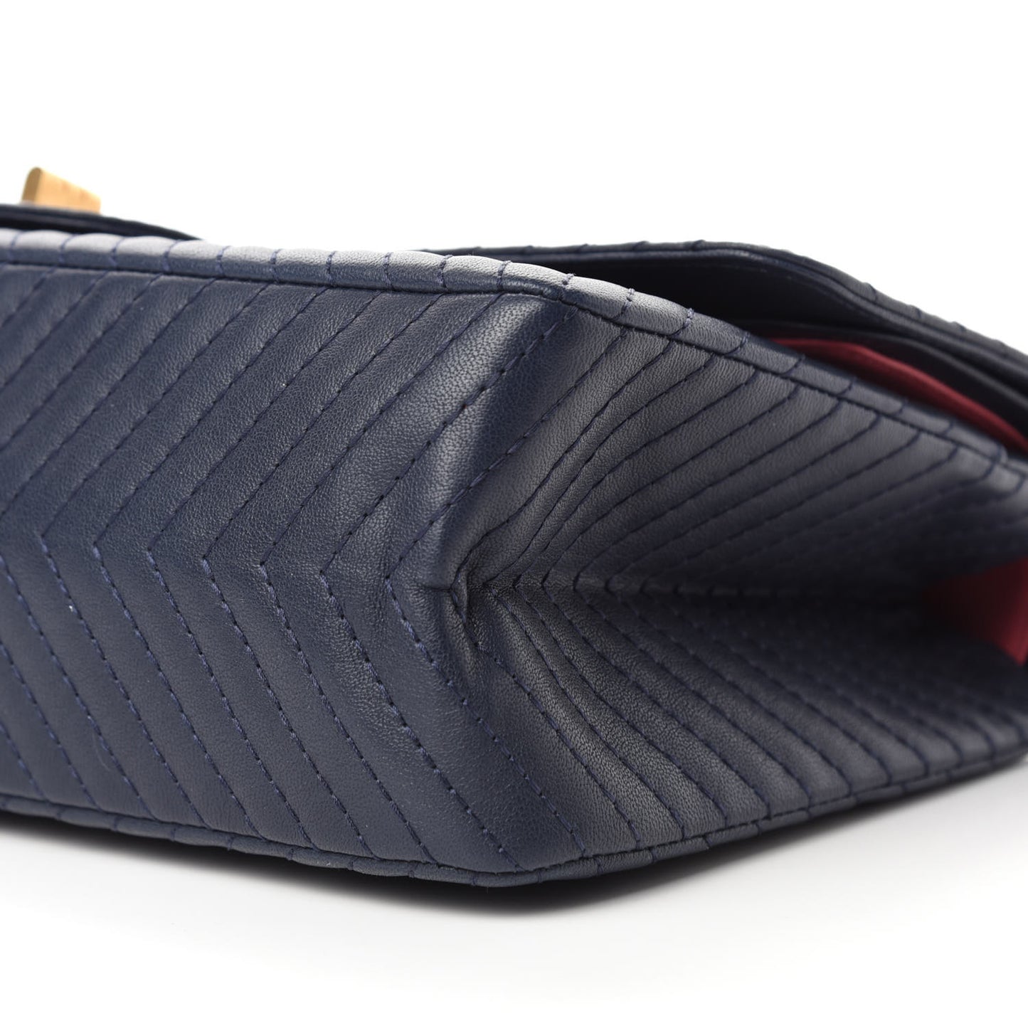 Sheepskin Chevron Quilted 2.55 Reissue 226 Flap Navy Blue