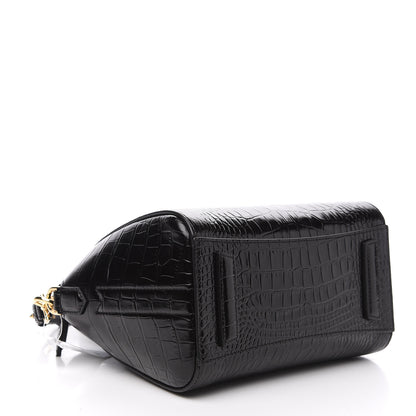 Givenchy Calfskin Crocodile Embossed Mini Antigona Black 3 of 9