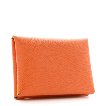 Hermes Epsom Calvi Duo Card Case Orange Lime 3 of 9
