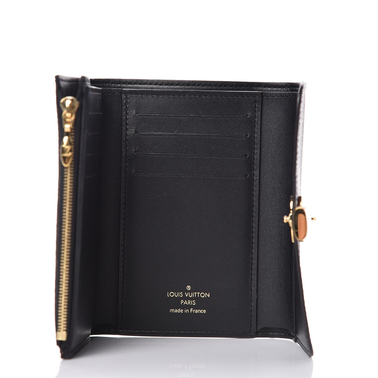 Monogram Flower Lock Compact Wallet Black