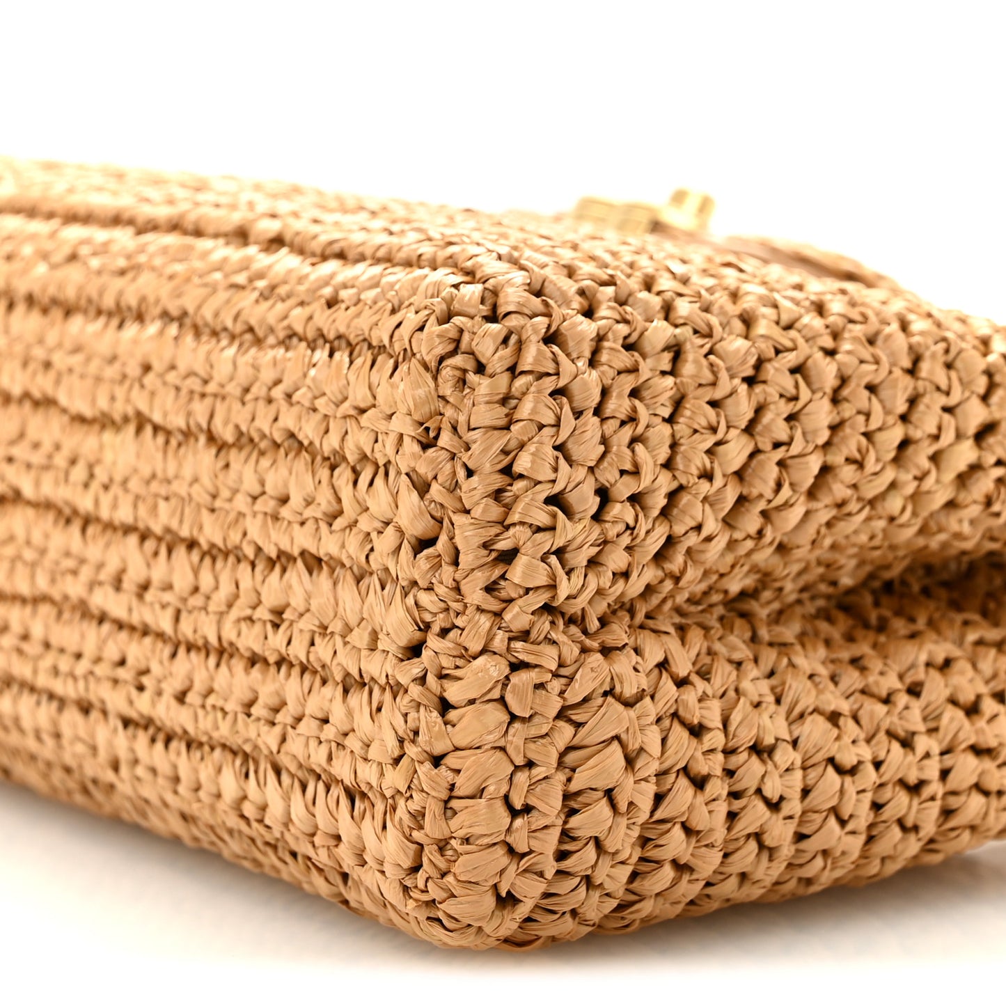 Braided Raffia Nano Kelly Flap Bag Dark Beige