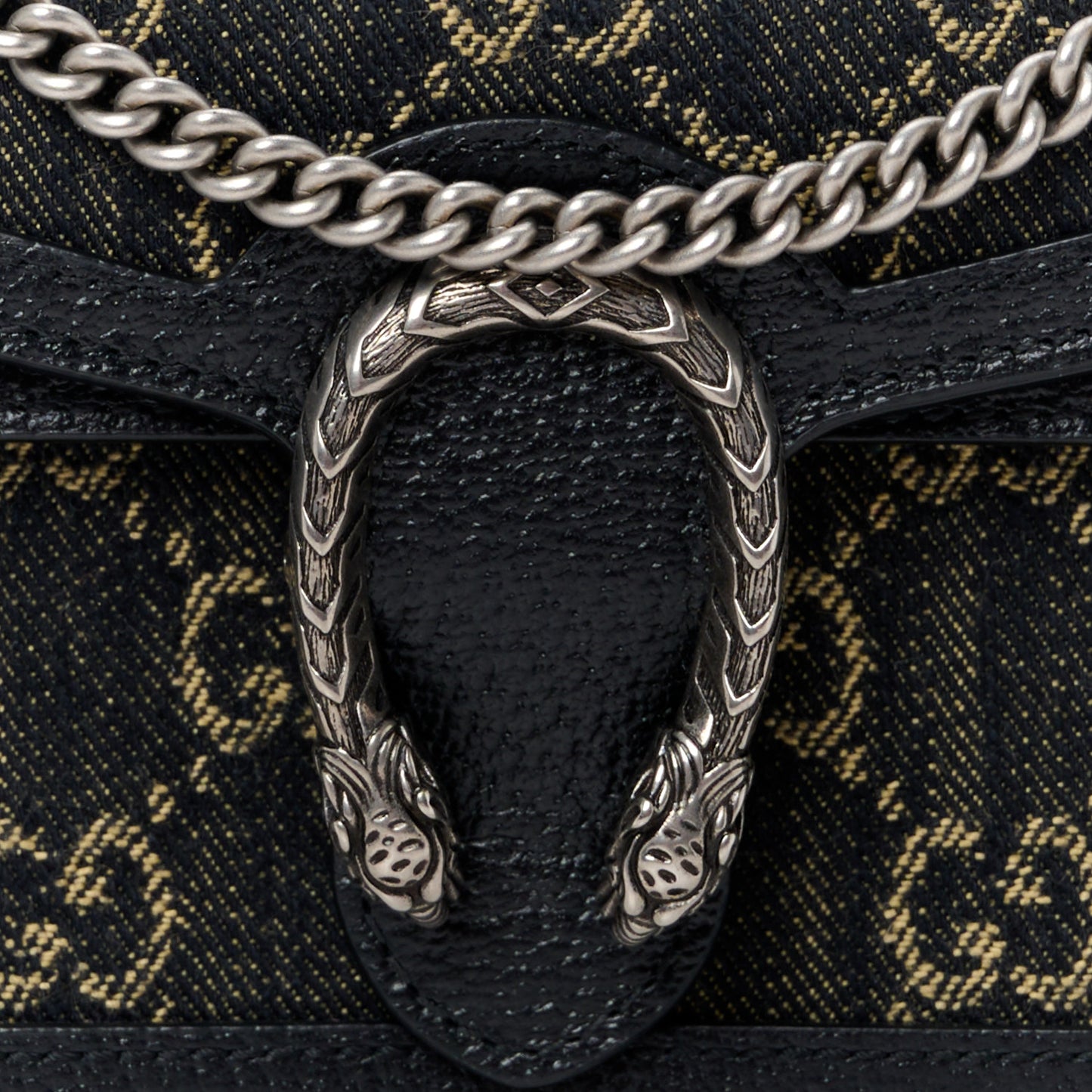 Jacquard Black Denim GG Monogram Super Mini Dionysus Shoulder Bag Black Ivory