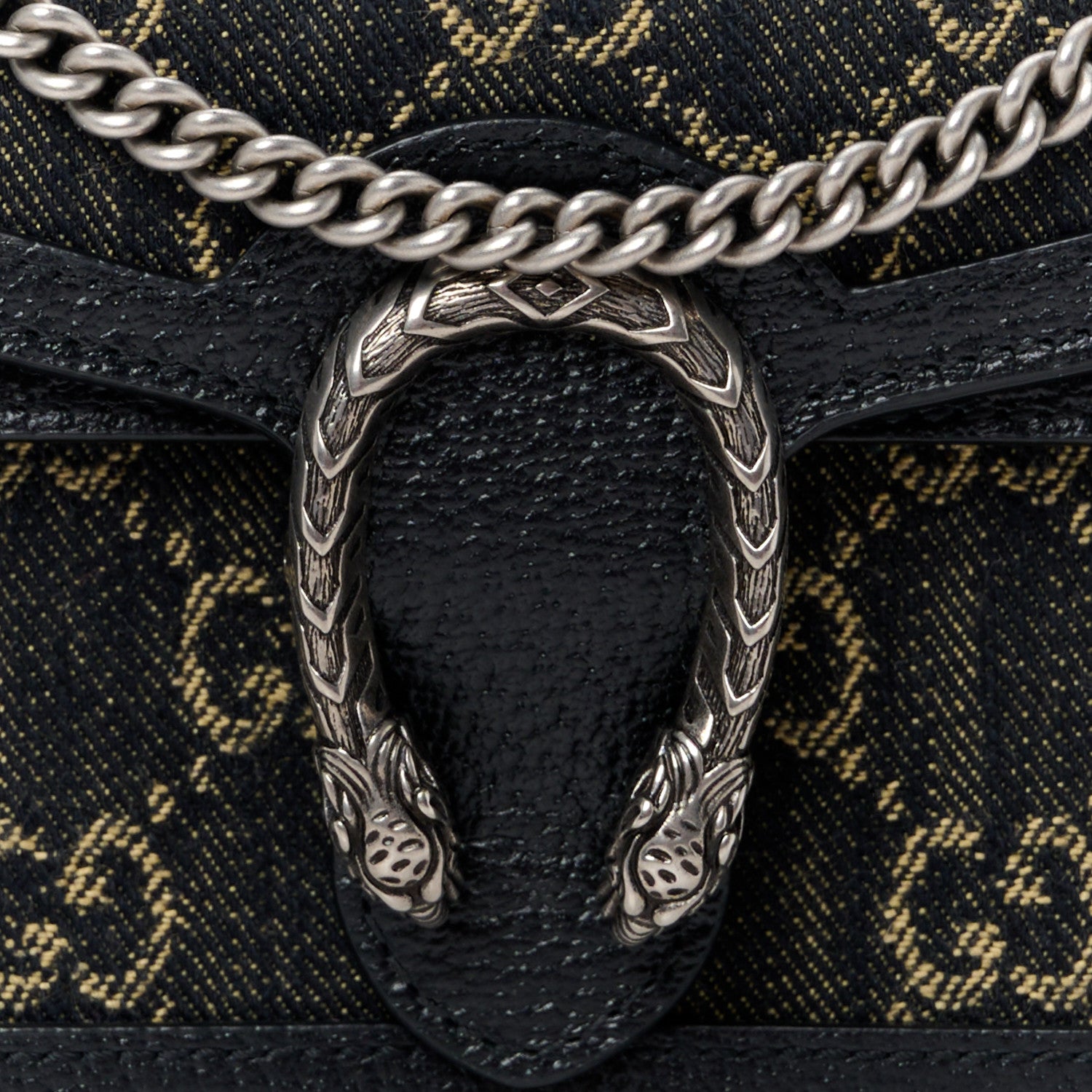 Gucci Jacquard Black Denim GG Monogram Super Mini Dionysus Shoulder Bag Black Ivory 7 of 10
