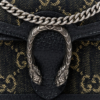 Gucci Jacquard Black Denim GG Monogram Super Mini Dionysus Shoulder Bag Black Ivory 7 of 10