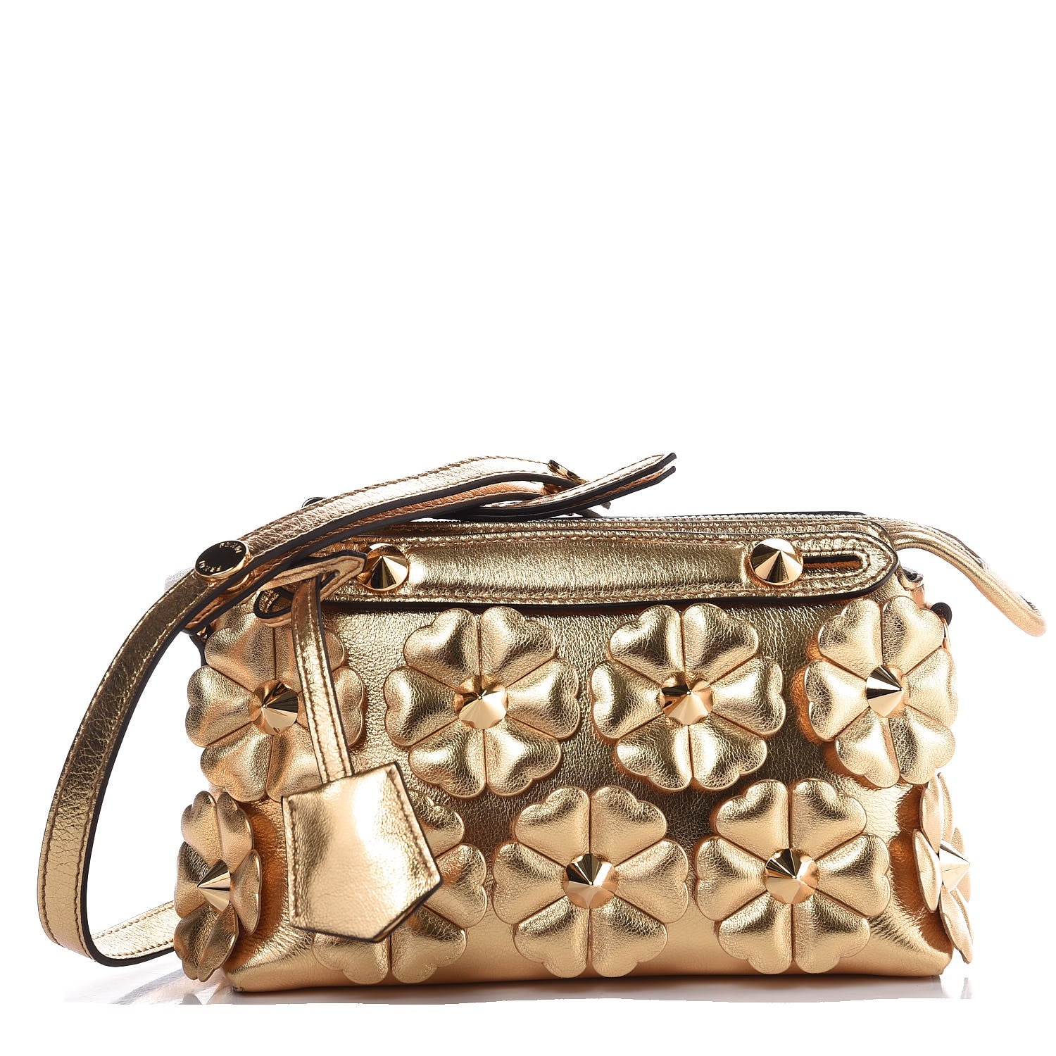 Fendi Vitello Catalan Mirror Flowerland Mini By The Way Boston Bag Gold 1 of 7
