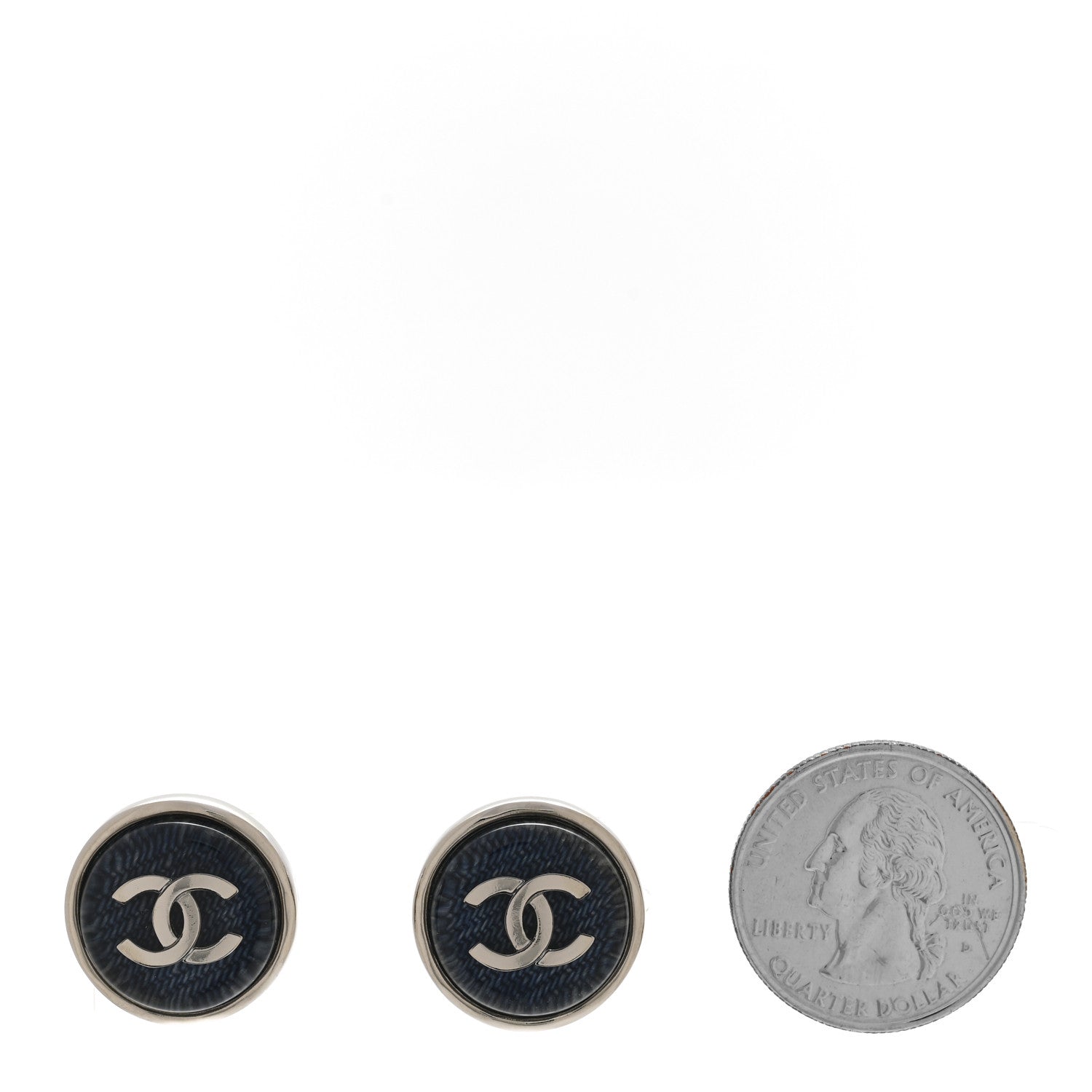 Chanel Resin CC Round Stud Earrings Blue 2 of 4