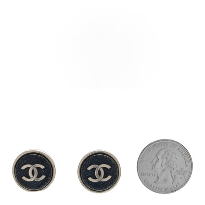 Chanel Resin CC Round Stud Earrings Blue 2 of 4