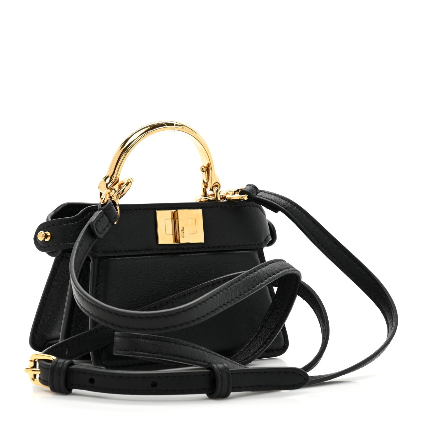 Shiny Nappa Nano Peekaboo Maxi Handle Satchel Black