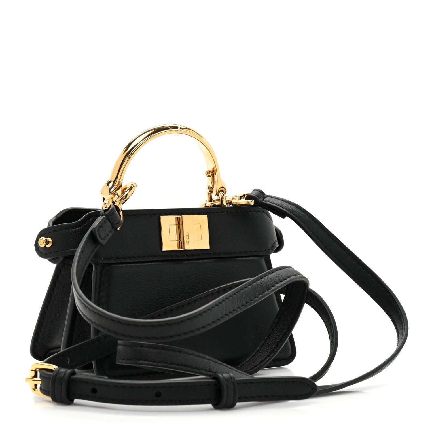 Fendi Shiny Nappa Nano Peekaboo Maxi Handle Satchel Black 3 of 12