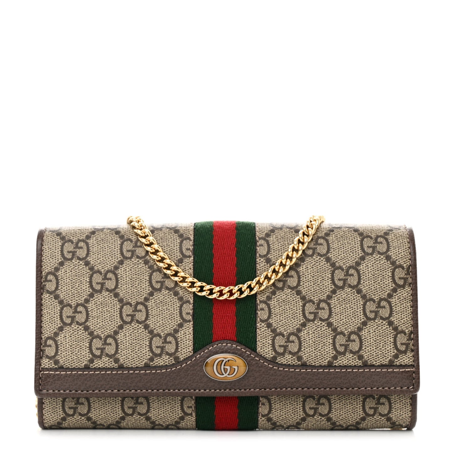 GG Supreme Monogram Web Ophidia Wallet On Chain Brown